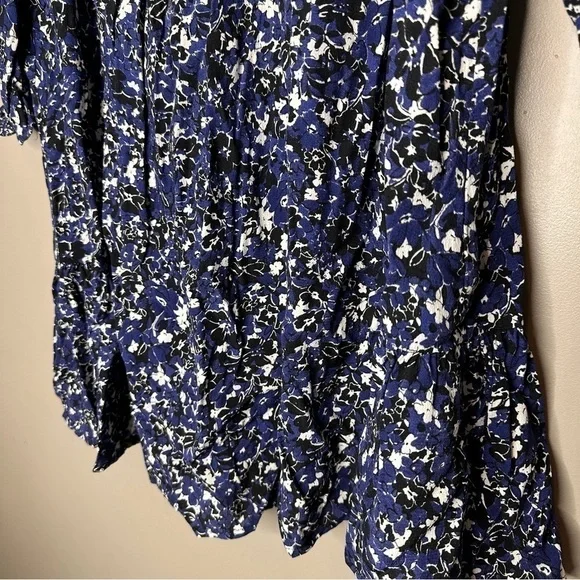 Zara Navy Blue Black White Floral Mini Dress - Picture 2 of 7